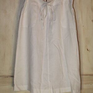 Choices white A-line linen skirt partial elastic waist tie-front w/ pockets XL